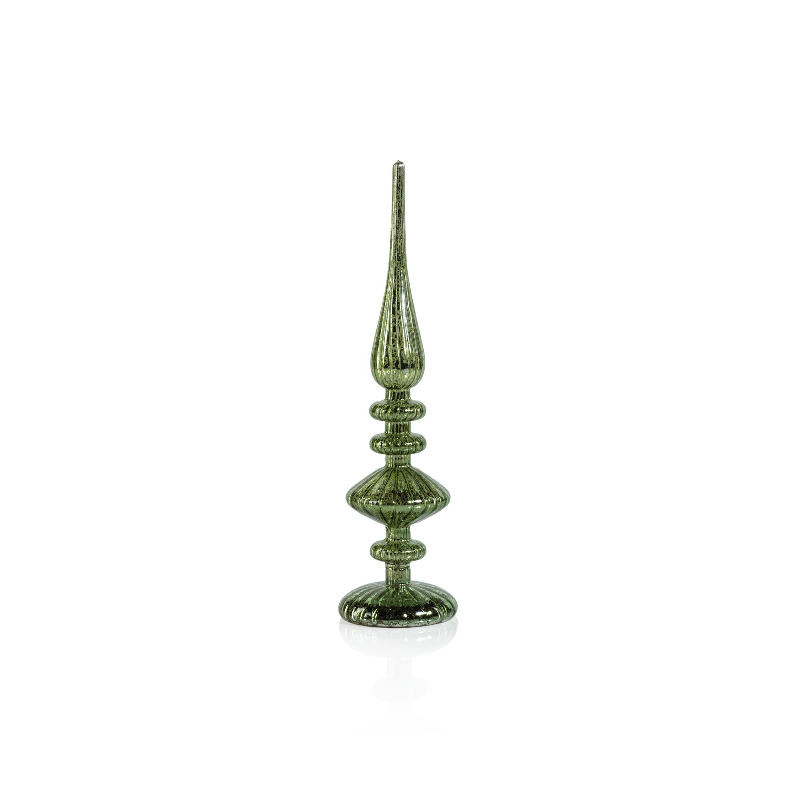 LED Tabletop Finials, Set of 2, 13.25" H x 3.5" W x 3.5" D, Antique Green