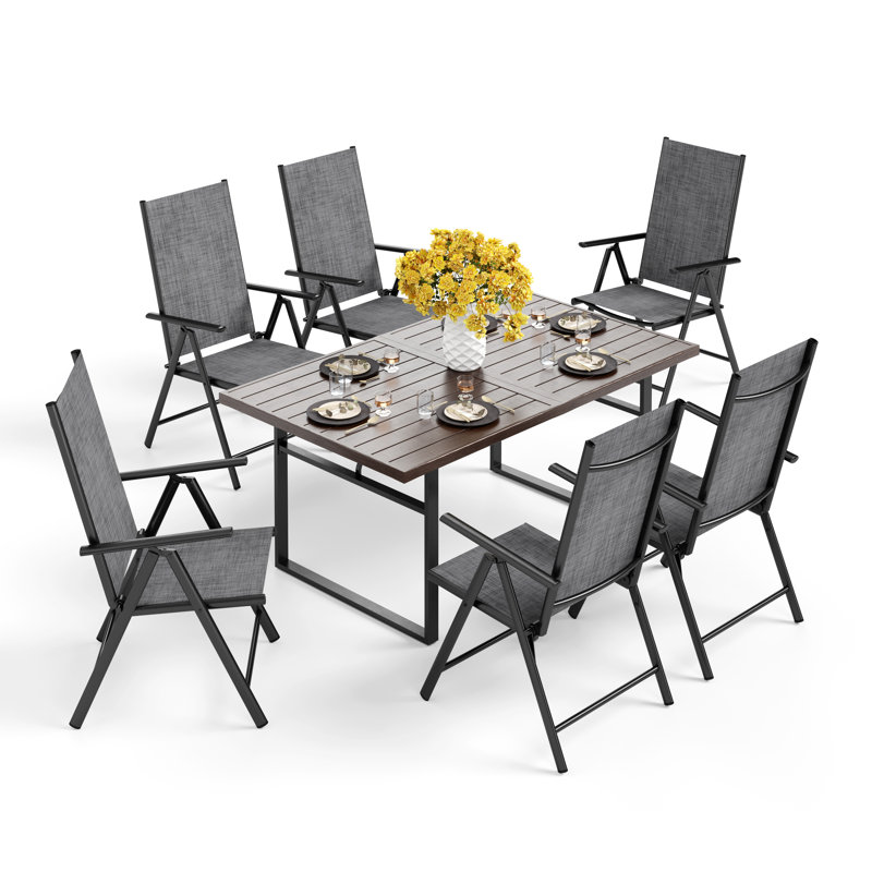 Argyri 6 - Person Patio Dining Set with Rectangular Table, Gray
