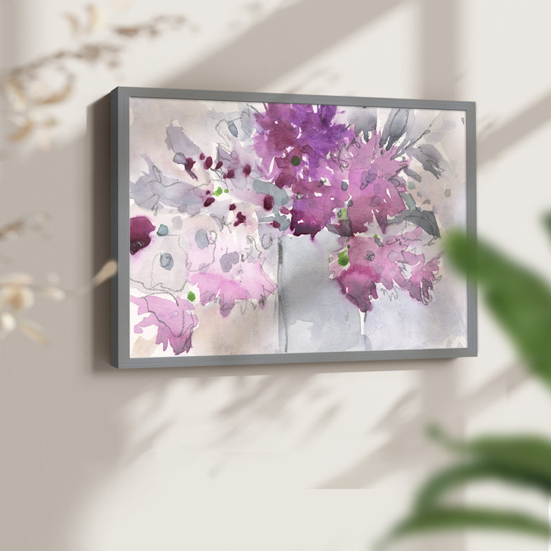 Floral Setting I -Framed Print - Restickable, Gris, H 11 po x l 14 po