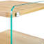 Trois niveaux de tables de chevet. La surface du panneau est en panneau de fibres à densité moyenne, avec des autocollants à grain de bois, et les deux côtés sont en verre trempé transparent. La conception est simple et généreuse, avec une fonctio-122901875
