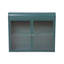 Armoire de rangement murale en métal à 2 portes avec portes et tablettes en verre trempé vert armée pour salle de bain, cuisine, salon et bureau