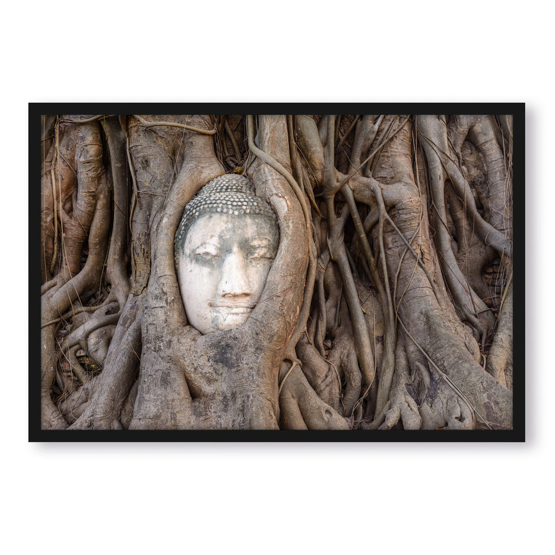 Gerahmtes Foto "Buddhas Kopf in einem Baum"