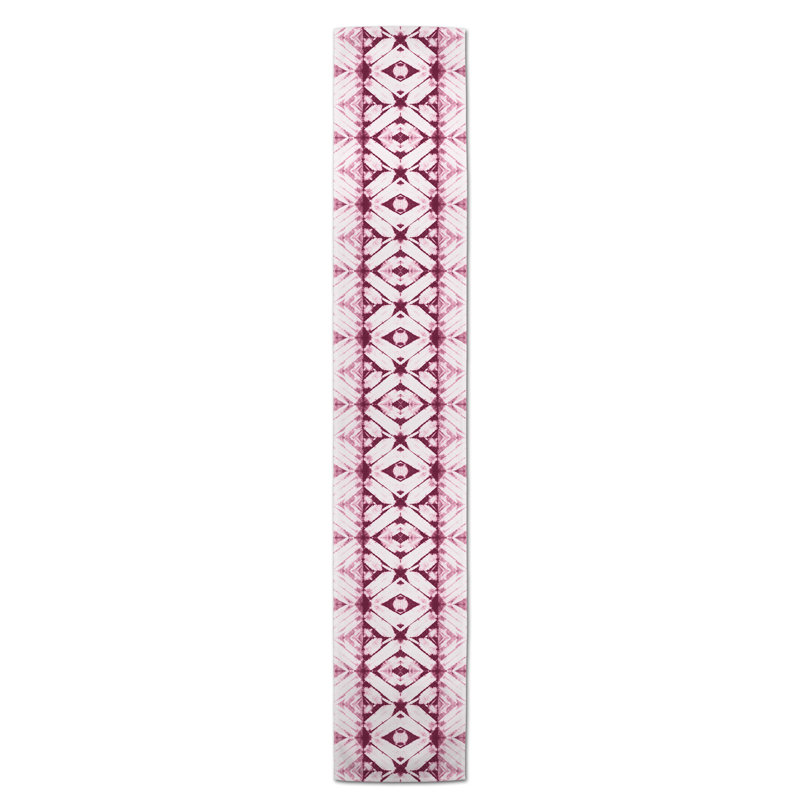 Chemin de table Maghull Diamond Shibori, 90 po x 16 po, Bourgogne
