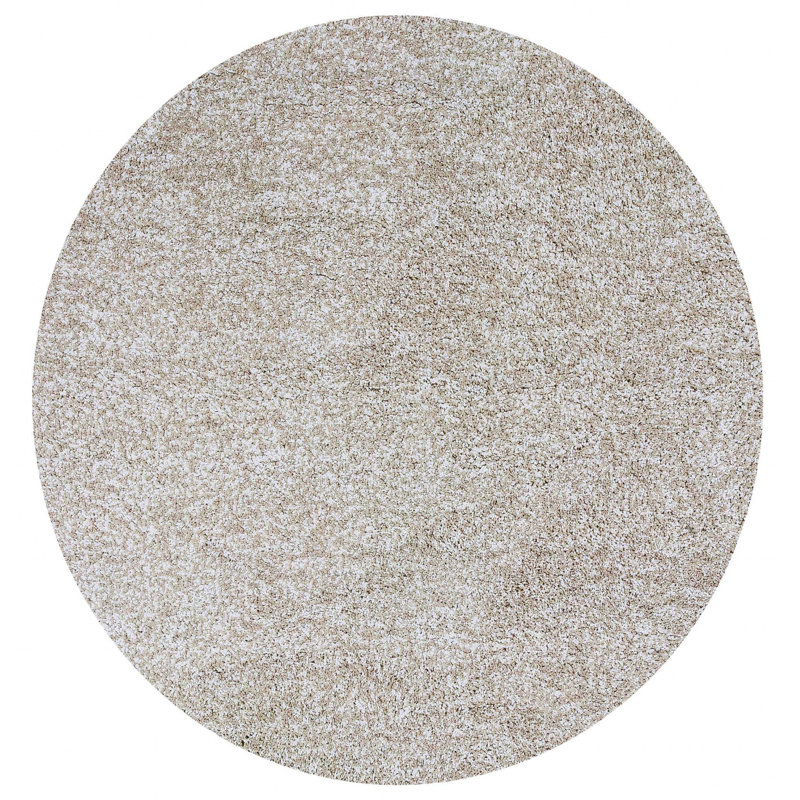 Tapis d'intérieur à poil long ivoire Heather, Rond 8 pi