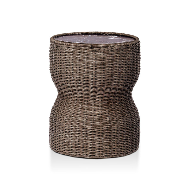 Brixby Outdoor Round Side Table, Merlot Marble