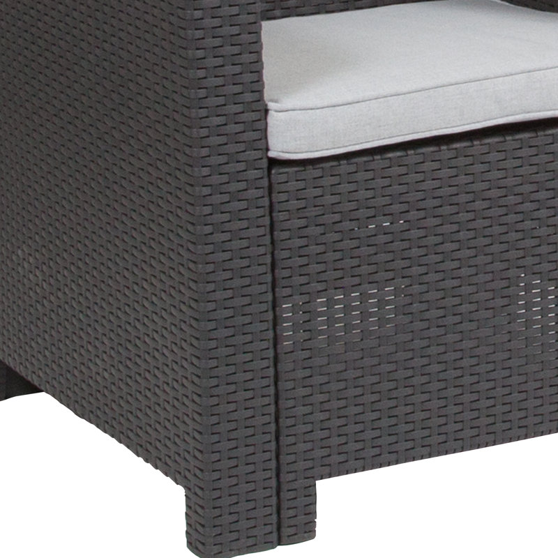 Chaise en imitation rotin avec coussin toutes saisons Alderman, Gris foncé