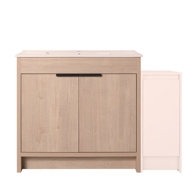 48 Inch Freestanding Bathroom Vanity with Ceramic Sink and Storage Cabinets, Soft Closing Door