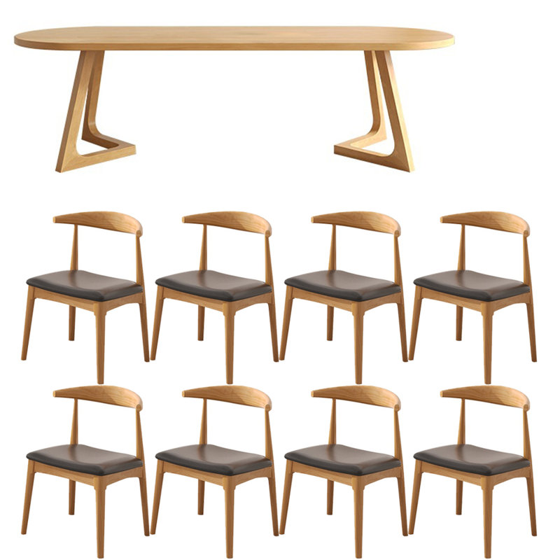 Modern simple solid wood dining table set., 29.5"H x 86.6"L x 35.4"W