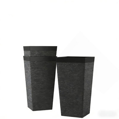 Modern Design Stackable Tapered Planters,Set of 3 Outdoor Planters