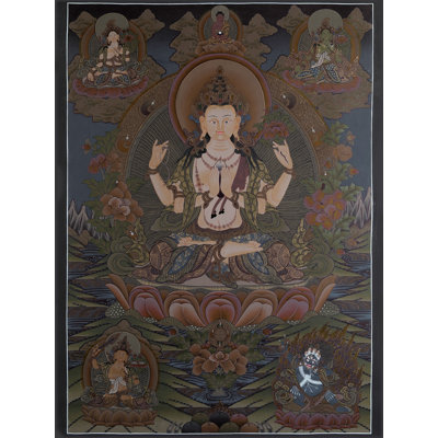 Kharchari - Buddhist Deity (Brocadeless Thangka) | Pure 24 Carat Gold With Acrylic Paint