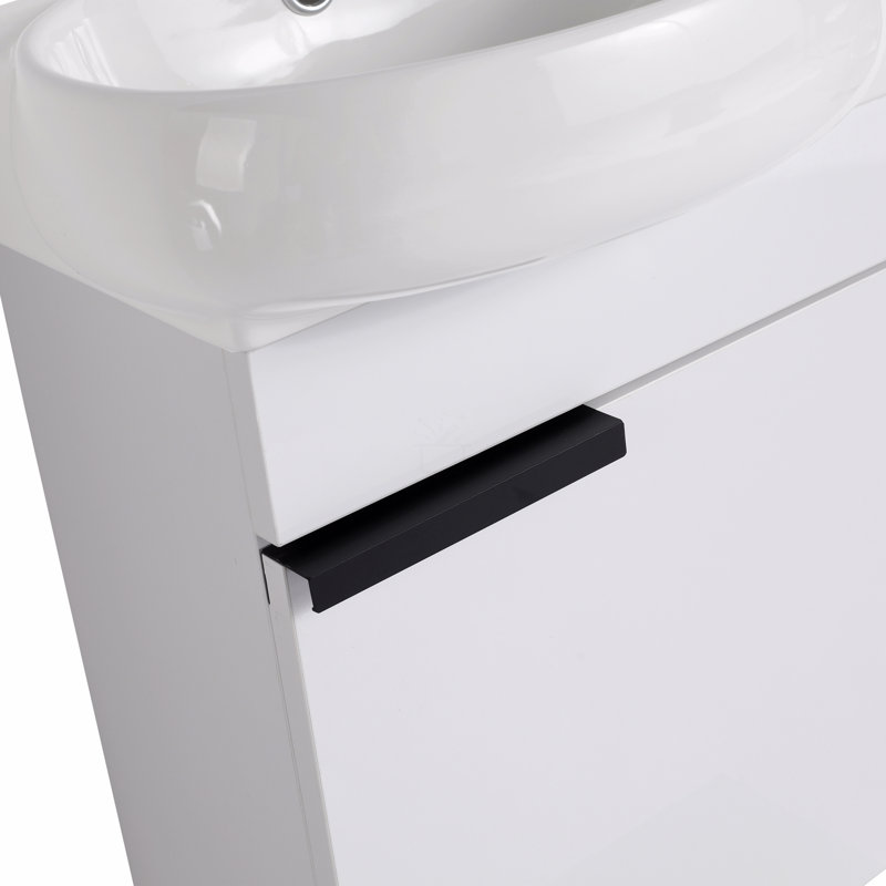 Meuble-lavabo à fermeture en douceur avec lavabo, Blanc