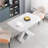 Modern Square Dining Table, Stretchable, White Table Top+MDF X-Shape Table Leg With Metal Base-407007950