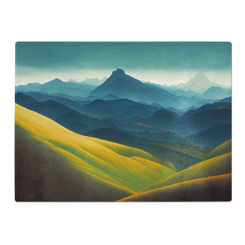 Joyous Mountain Landscape  Glass Chopping Board
