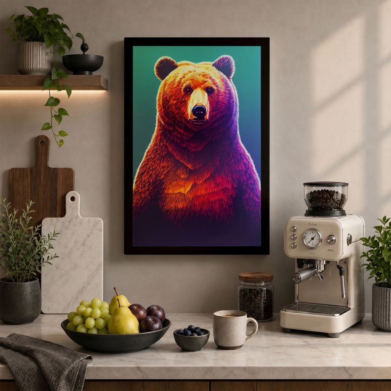 Vibrant Bear Portrait Modern - Print, 30x20 - 76.2 x 50.8 cm, White Border