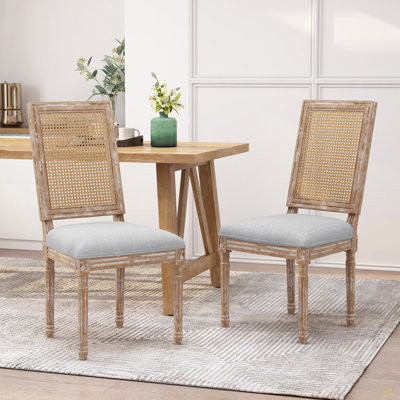 DINING CHAIR Cane Backrest, Upholstered Seats