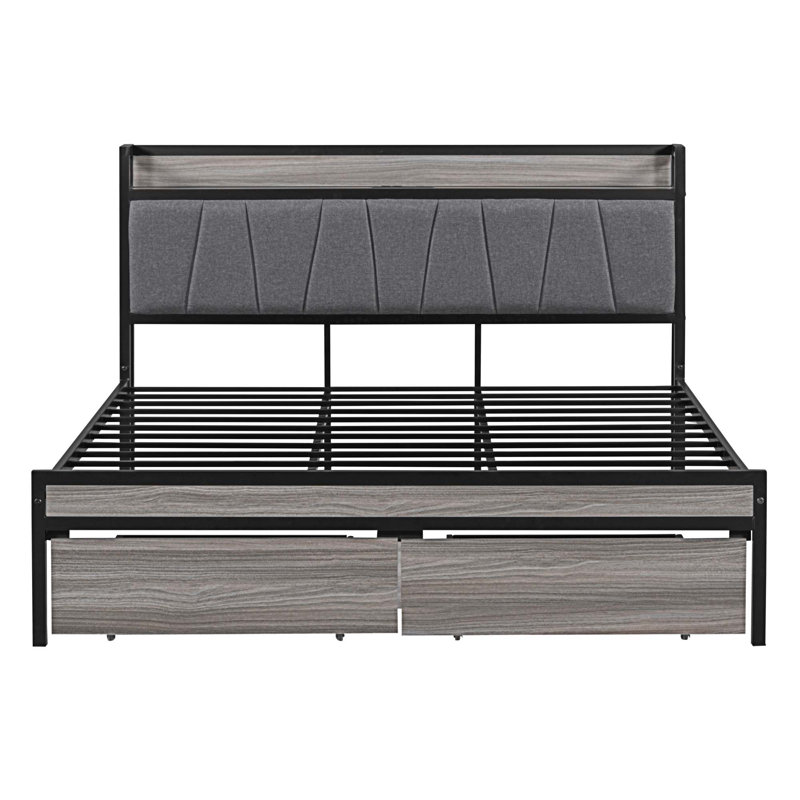 Lit plateforme avec rangement, Grand, Noir