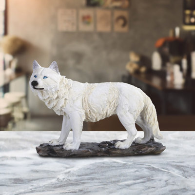 Jeresiah 11.75"W Snow Wolf Figurine Unique Gifts