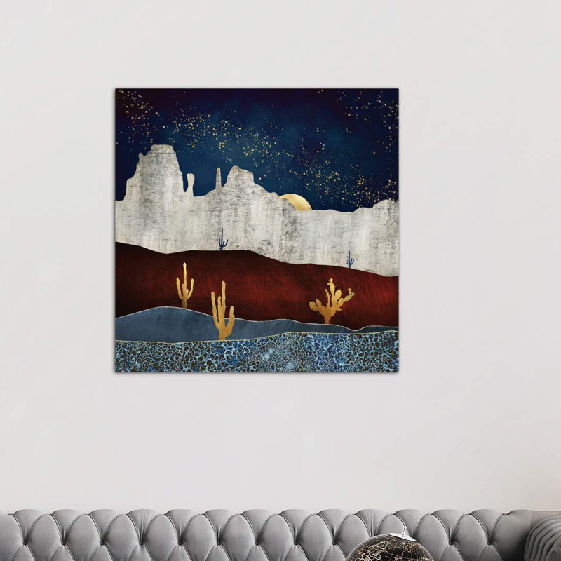 «Moonlit Desert» par Spaceécur Designs - impression, Toile tendue, H 26 po x l 26 po x P 1,5 po, Pas de tapis