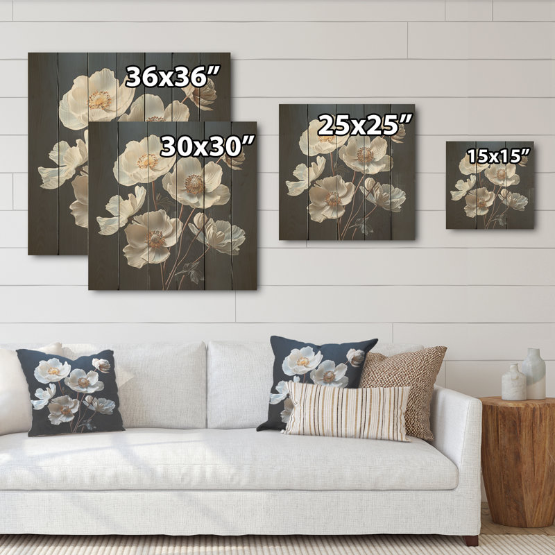 Sunny Ranunculus Dreams - Ranunculus Wood Art On Natural Pine Wood, 15" H x 15" W