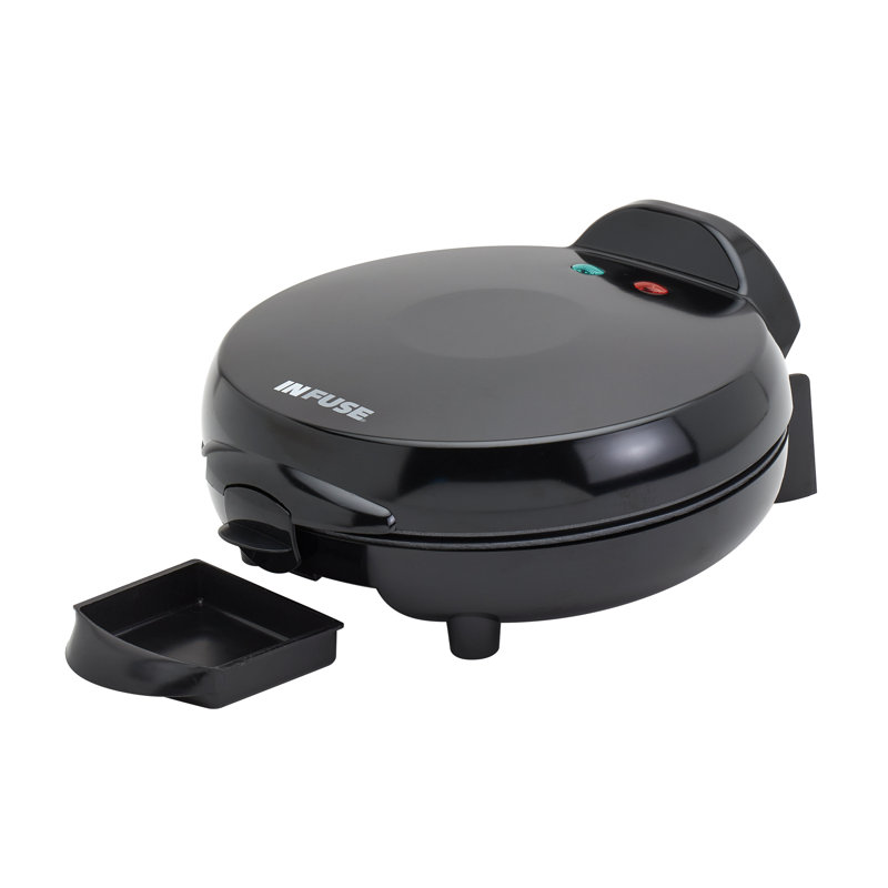 Infuse Latin 9-inch 6-Wedge Black Non-Stick Electric Quesadilla Maker with Lid Lock