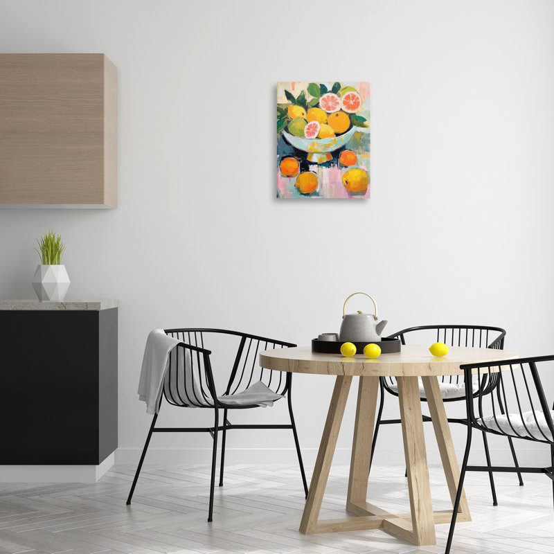  Art abstrait abstrait sur toile nature morte aux agrumes par LSR Design Studio, H 20 po x l 16 po