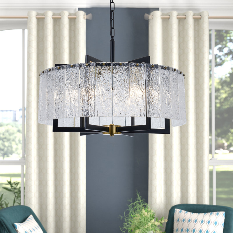 6-light Dimmable Drum Crystal Chandelier