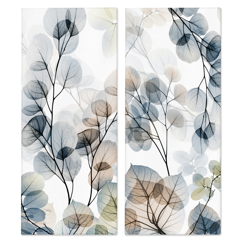 «Elegant Abstract Botanical Plant Leaves» par Albert Koetsier - ensemble de 2 impressions, H 24 po x l 10 po