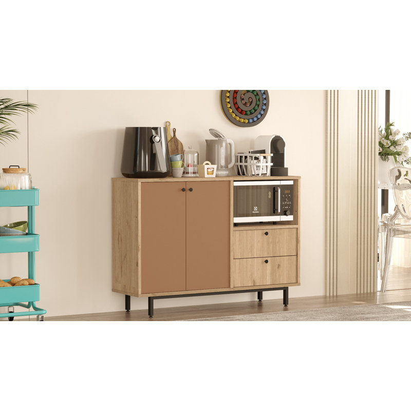 Armoire polyvalente Colesen, H 33,46 po x l 47,24 po x P 13,98 po, Brun / Beige