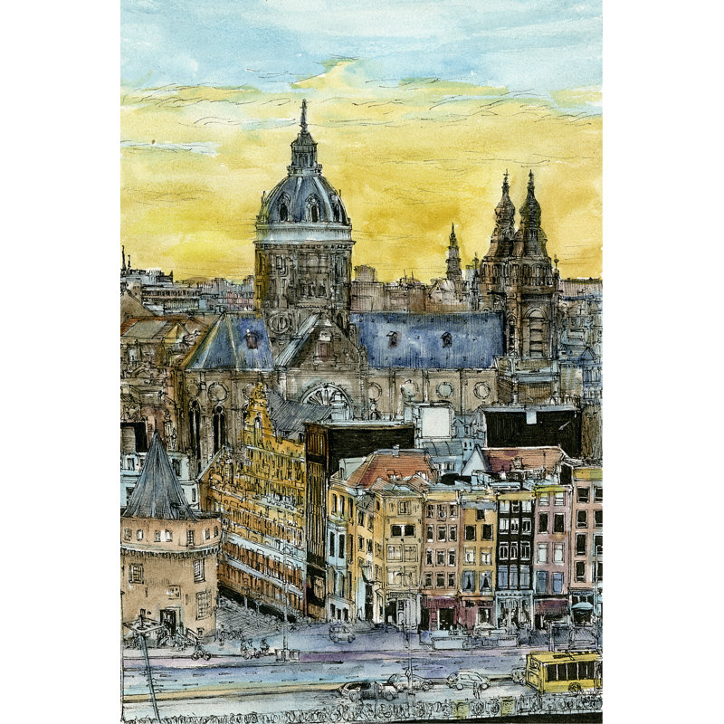 Après-midi européen V, H 30 po x l 20 po x P 1,25 po