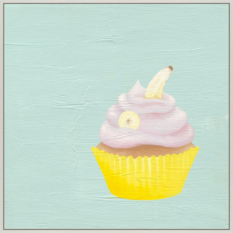 Banana Cupcake Print by Katy Montica, 36" W x 36" H x 1.38" D, White Framed Canvas