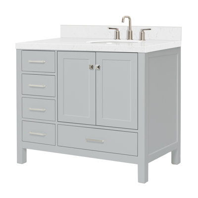 Cambridge 42.25'' Single Bathroom Vanity with Carrara Quartz Top