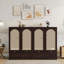 Grand lit escamotable avec centrale électrique, panneau en rotin et armoire en bois de pin, espresso-1116389146