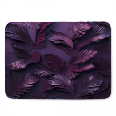 Purple Palm Leaves Bath Mat