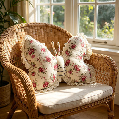 Coussin brodé en coton et lin