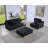 Memphis 122.5"W Black Velvet Reversible Sectional Sofa Ottoman With Storage Compartment, Drawer, USB Ports, Charging Outlets