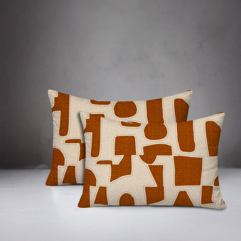Coussin intérieur / extérieur réversible Jara, 25 x 18, Orange brûlé
