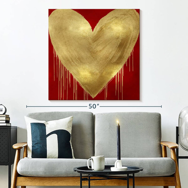 Hardie Big Hearted Gold sur fond rouge, H 33 po x l 33 po