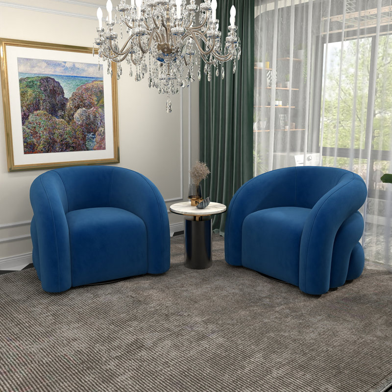 Briggette Upholstered Swivel Barrel Chair, Navy