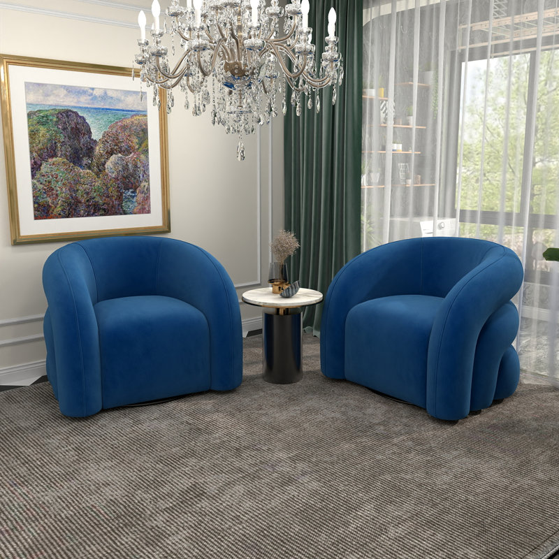 Fauteuil demi-tonneau pivotant de 34,6 po Briggette, Bleu marine