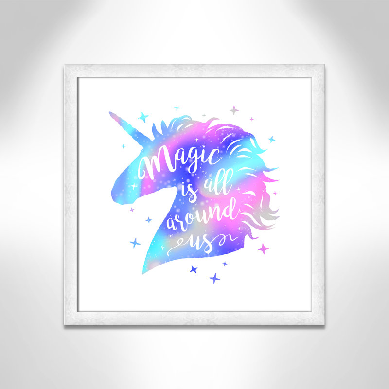 «Magic Is All Around Us», impression sur papier, H 22,5 po x l 22,5 po x P 0,6 po, Encadré plat à grain de bois blanc