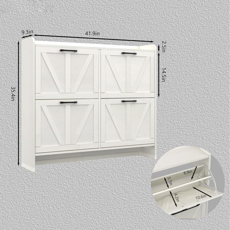 Shoe Cabinet With Flip Drawer