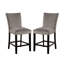 Table à manger transitionnelle 7 pièces avec table rectangulaire en marbre et 6 chaises hautes rembourrées en flanelle aux teintes grises ou noires de style contemporain, éléments traditionnels