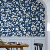 Laura Ashley Rye Midnight Seaspray Blue Removable Wallpaper