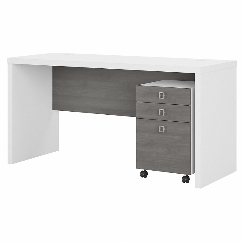 Echo 2 Piece Computer Desk Office Set, White/Black