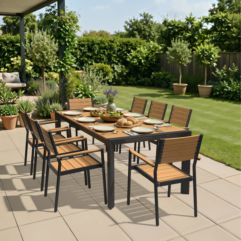 Chaise de salle à manger en aluminium empilable pour l'extérieur, Brun