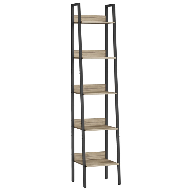 Meaghan 170cm H x 33.8cm W Ladder Bookcase, Camel Brown/Black