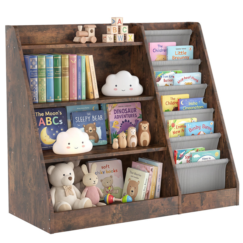 Bibliothèque standard pour enfants, tablette de rangement Montessori pour livres, idéale pour la chambre d'enfant ou la crèche.
