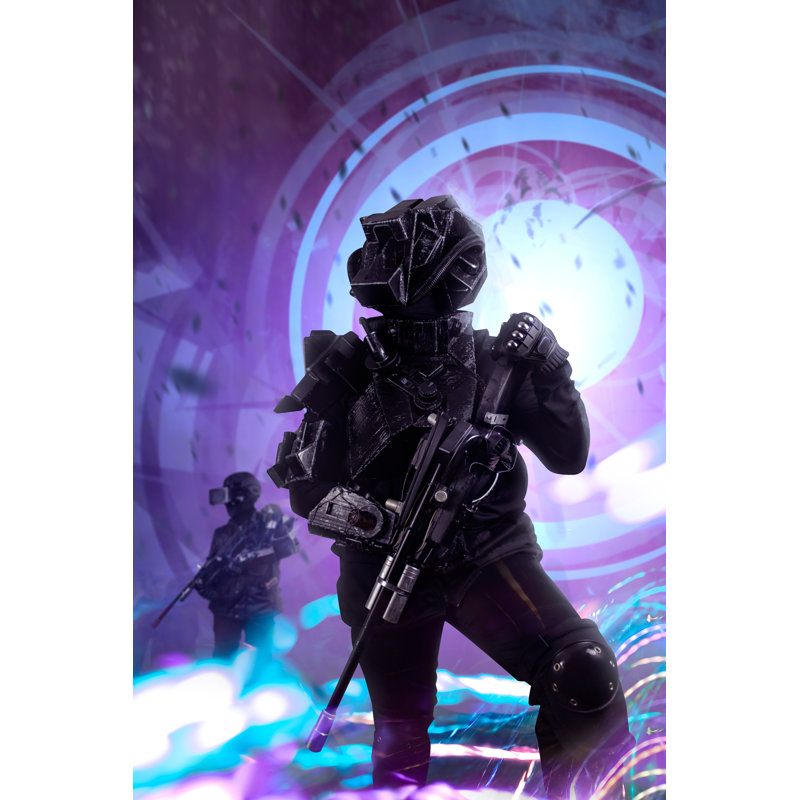 Robotic Swat Soldiers On A Future City Background. - Wrapped Canvas Print, 46cm H x 30cm W x 3.8cm D