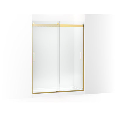 Porte de douche coulissante Levity, H 78 po x L 56-5 / 8 po - 59-5 / 8 po, avec verre cristal transparent épais de 5/16 po et poignées de lame
