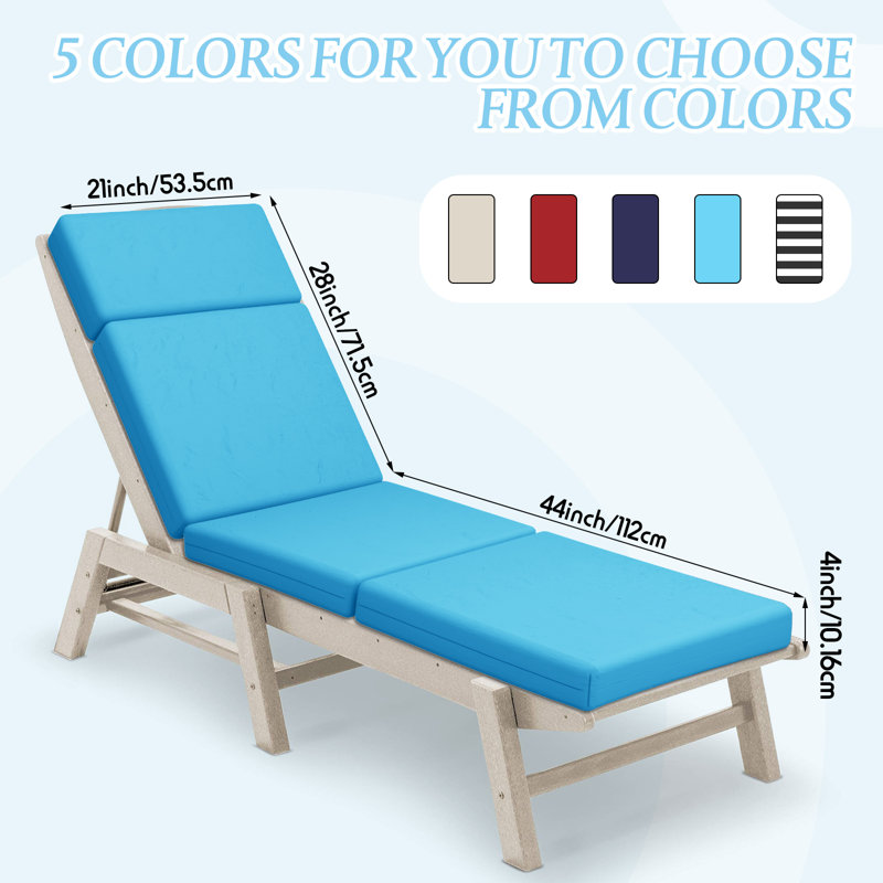 4In Chaise Lounge Cushions Outdoor(Set Of 4), Teal, 44" W x 21" D